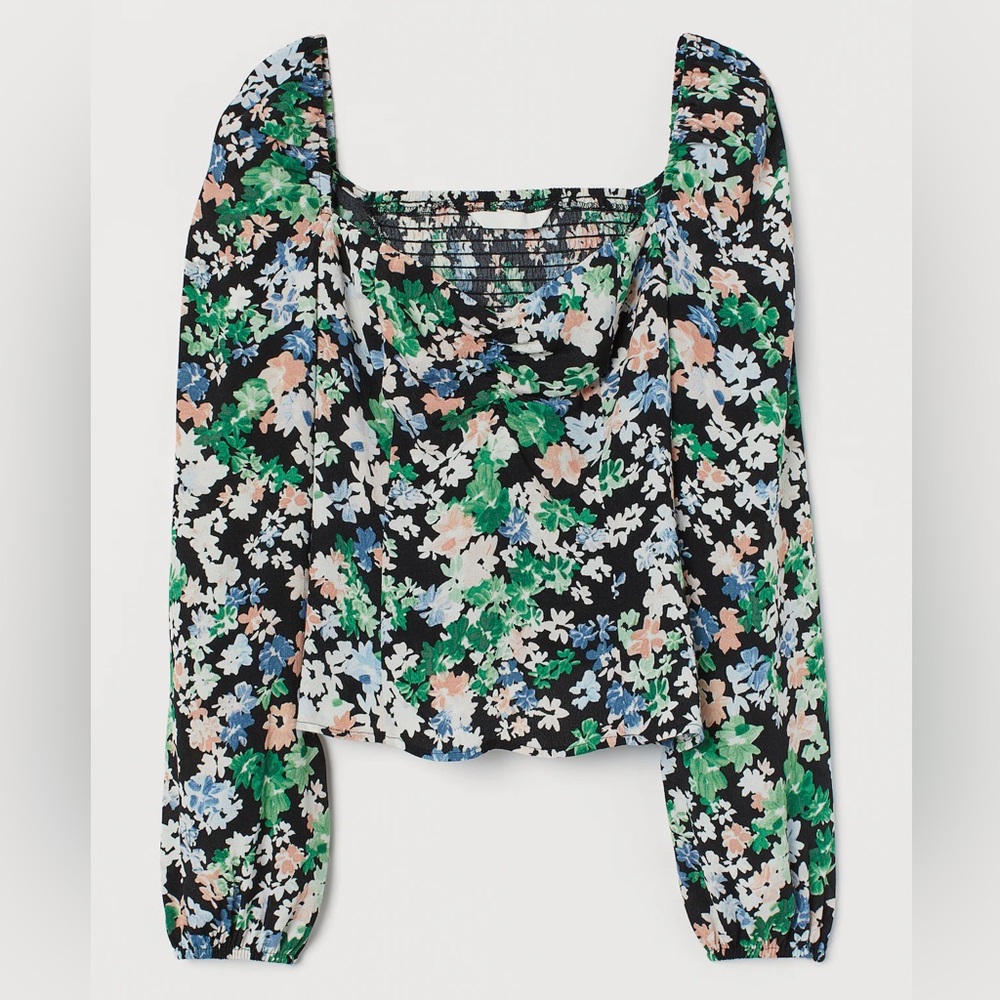 H&M Floral Puff Sleeve Blouse
